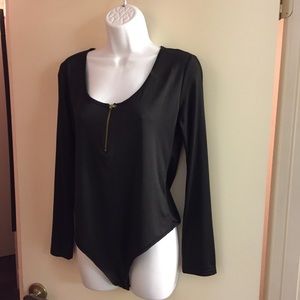 BLACK NYLON LONG SLEEVED ONESIE